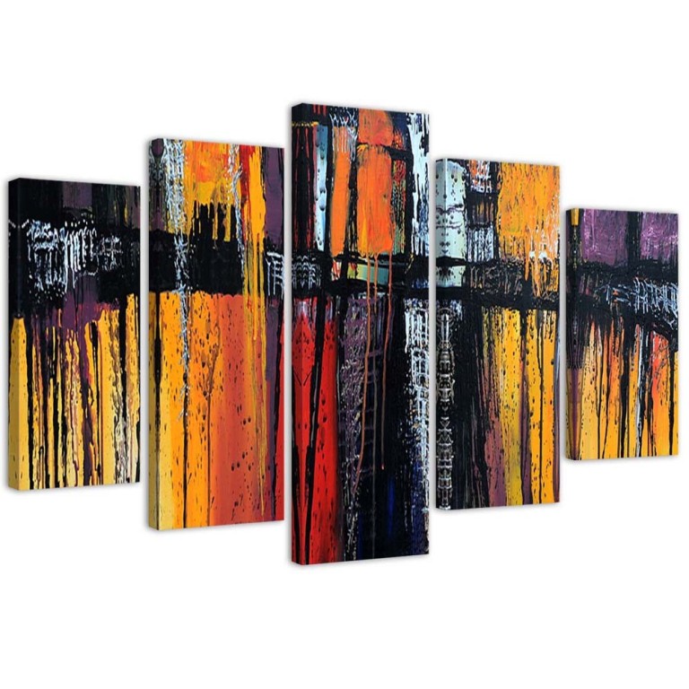 Five piece picture canvas print, Colourful Abstraction