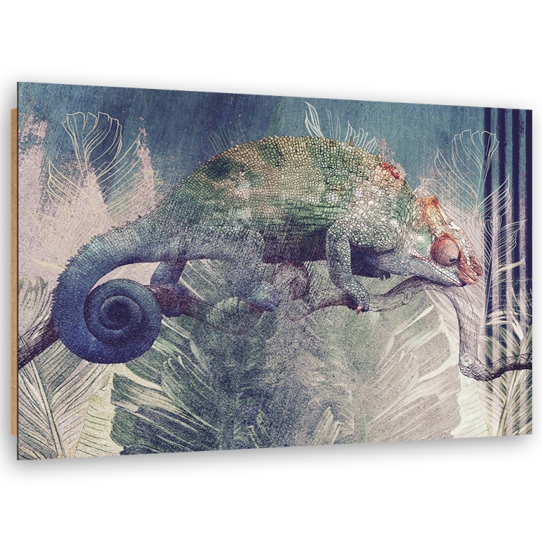 Deco panel print, Chameleon on a branch