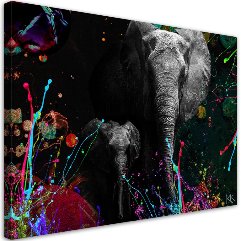 Canvas print, Elephant on colourful background