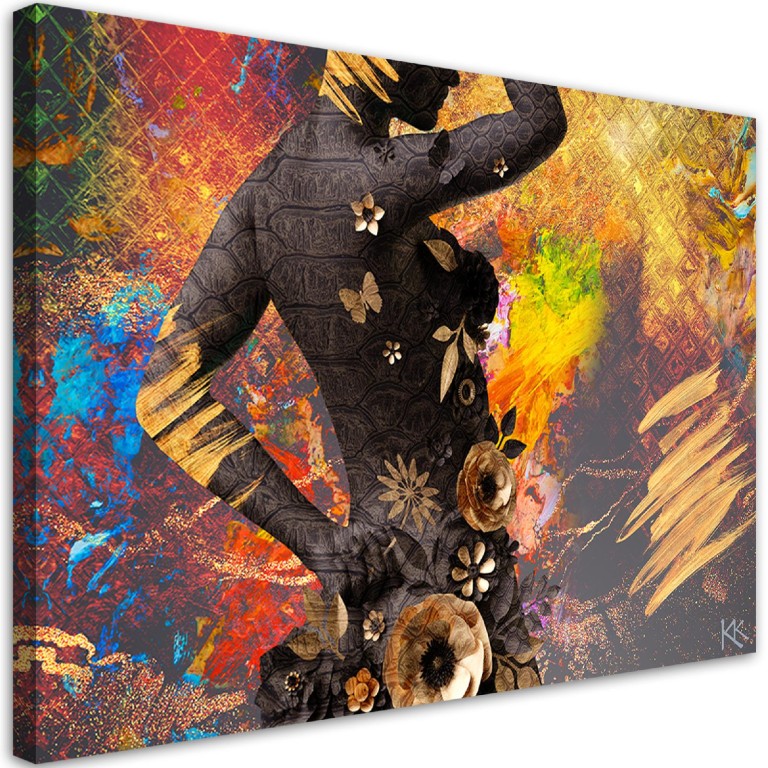 Canvas print, African Woman Flowers Abstract
