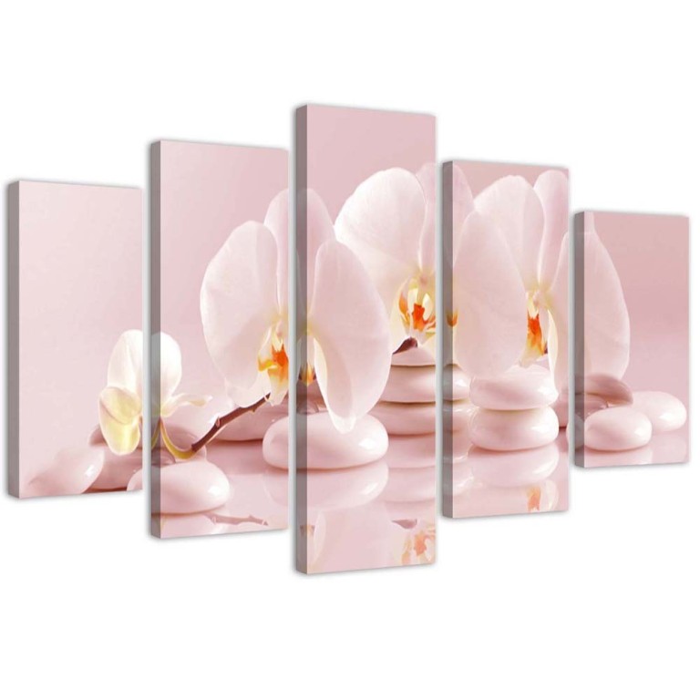 Five piece picture canvas print, Pink flower orchid