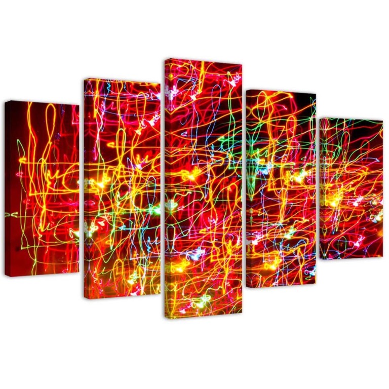 Five piece picture canvas print, Red abstraction