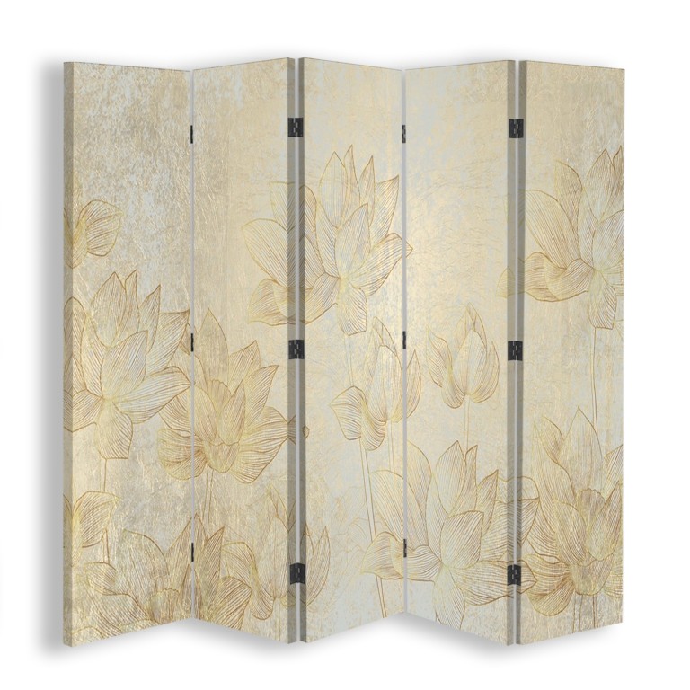 Room divider Double-sided, Gold flowers