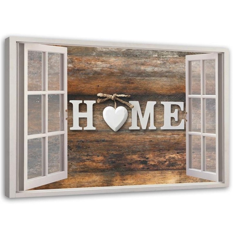 Canvas print, Window View Wood Home Heart