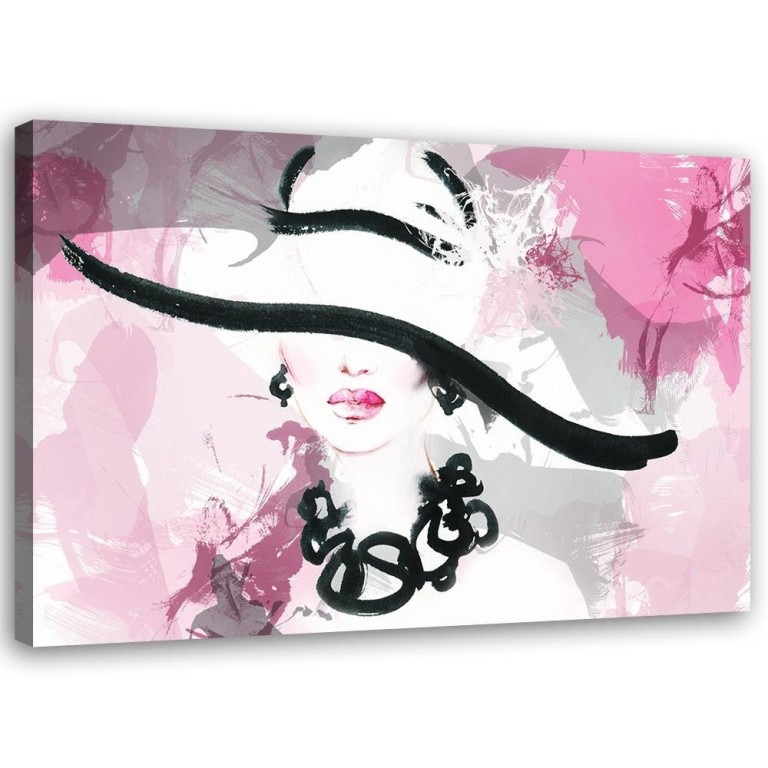 Canvas print, Woman with pink hat