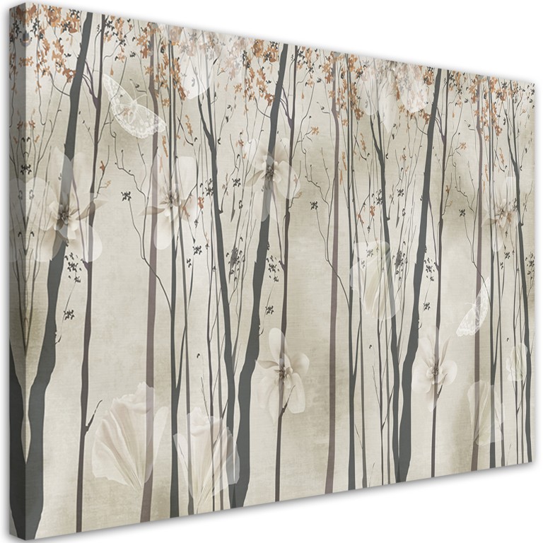 Canvas print, Flowers and butterflies