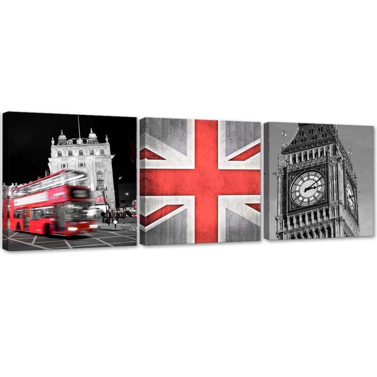 Set of three pictures canvas print, London City