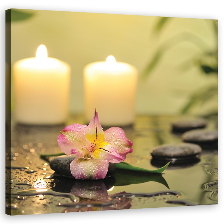 Canvas print, Candles and zen orchid