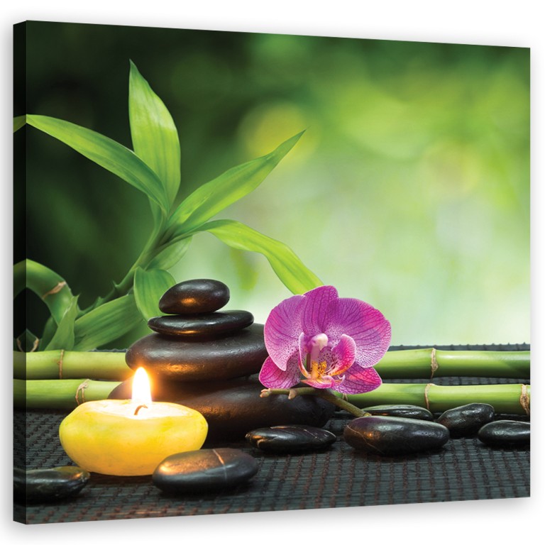 Canvas print, Zen composition with candle and flowers