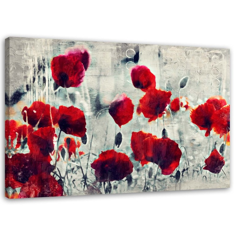 Canvas print, Red Poppies as painted