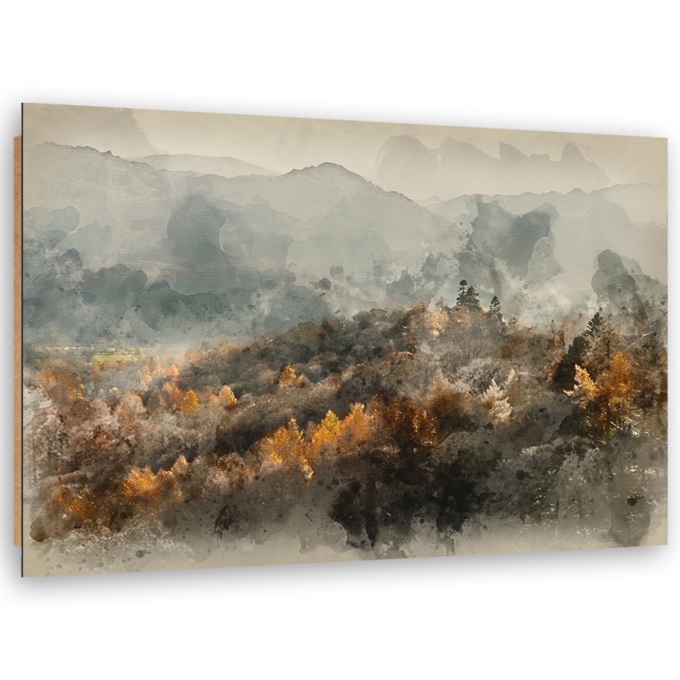 Deco panel print, Autumn forest in the fog