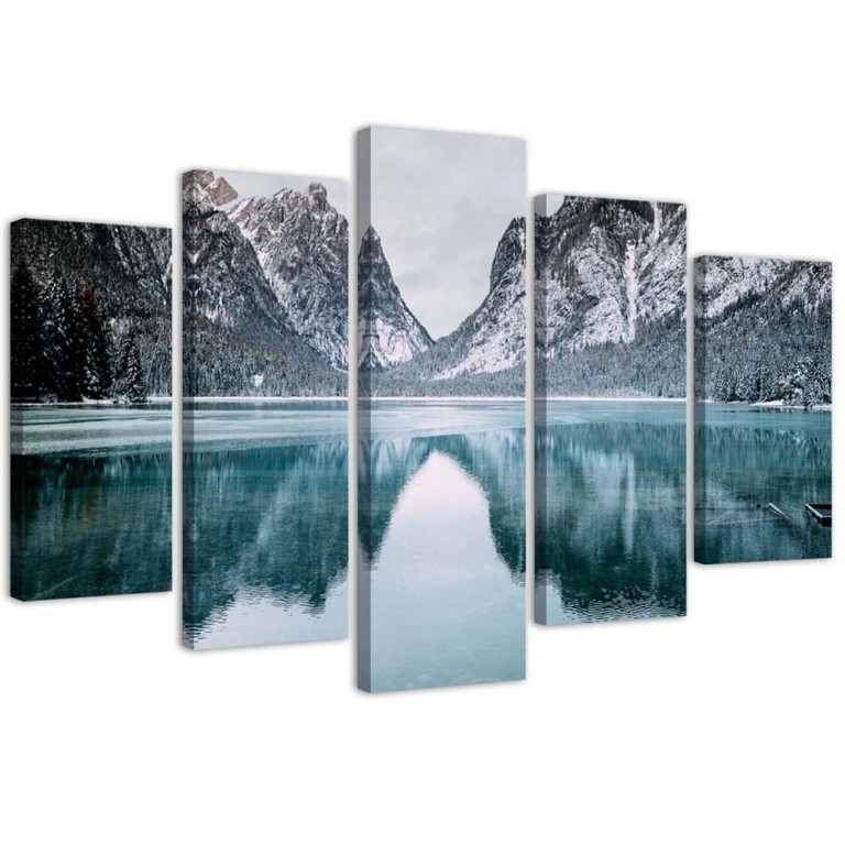 Five piece picture canvas print, Mountains Lake Landscape