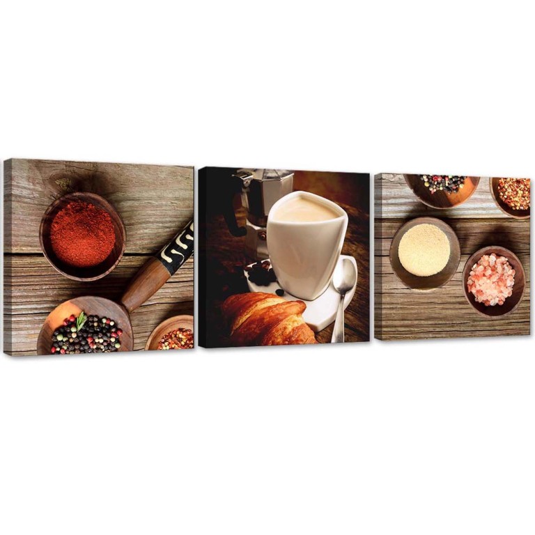 Set of three pictures canvas print, Coffee & Spices