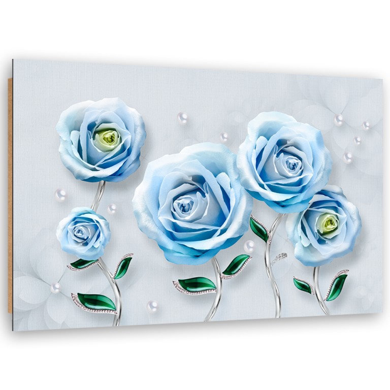 Deco panel print, Blue roses 3D