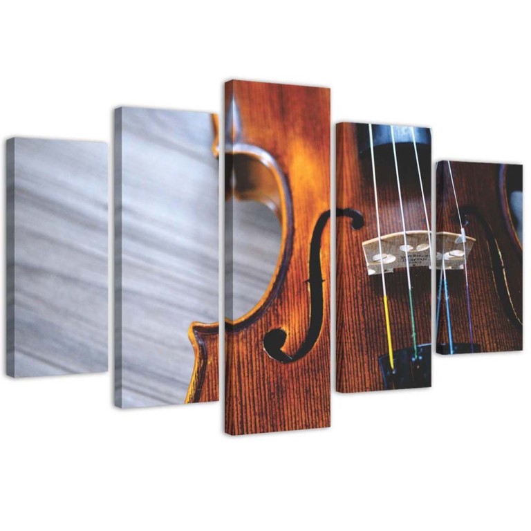 Five piece picture canvas print, Violin music