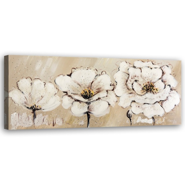 Canvas print, Beige Flowers Painted