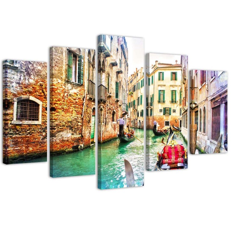 Five piece picture canvas print, Venice City Italy