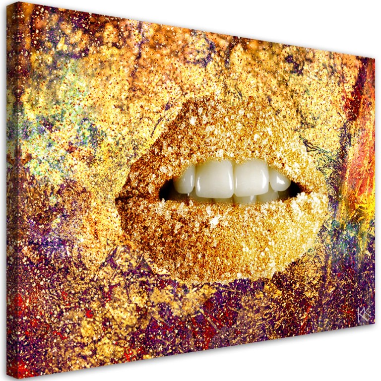 Canvas print, Abstract gold lips