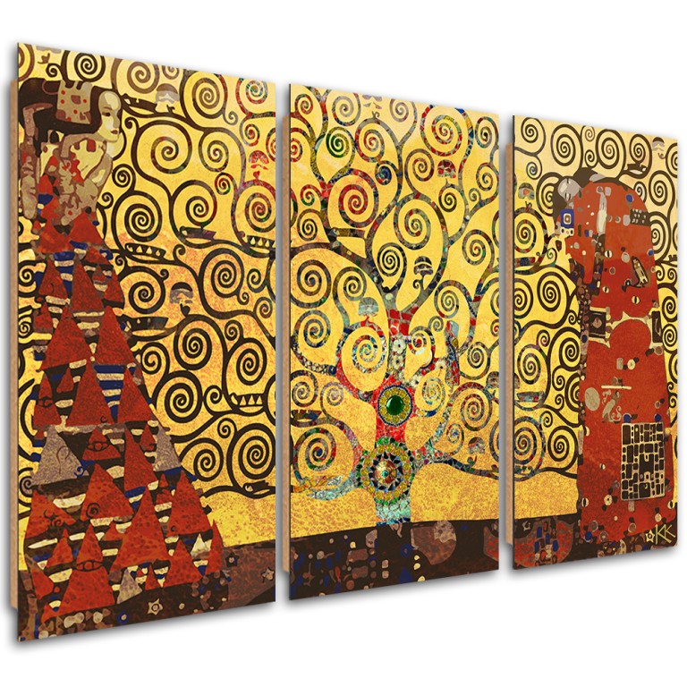 Three piece picture deco panel, Tree of life abstract