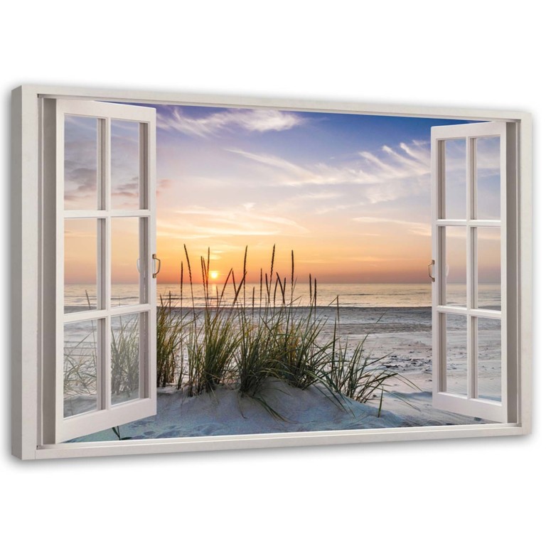 Canvas print, Window view of the beach