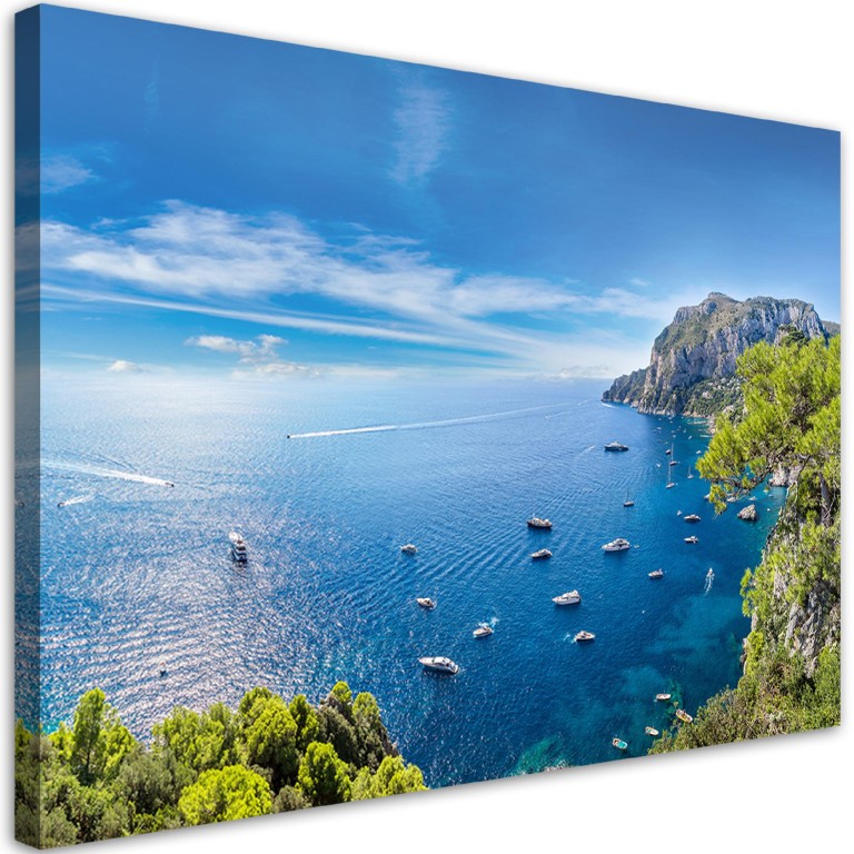 Canvas print, Island panorama Sea Ships