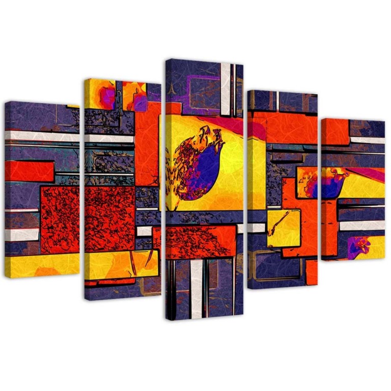 Five piece picture canvas print, Colourful abstract