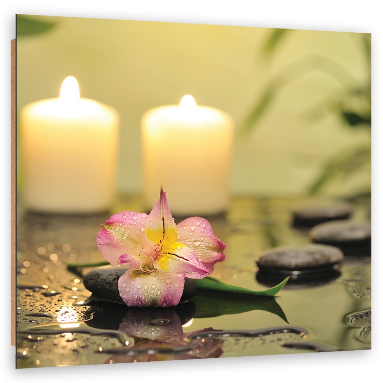 Deco panel print, Candles and zen orchid