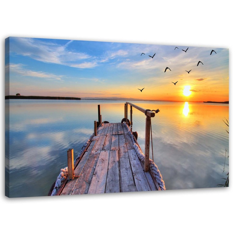 Canvas print, Sunset Footbridge