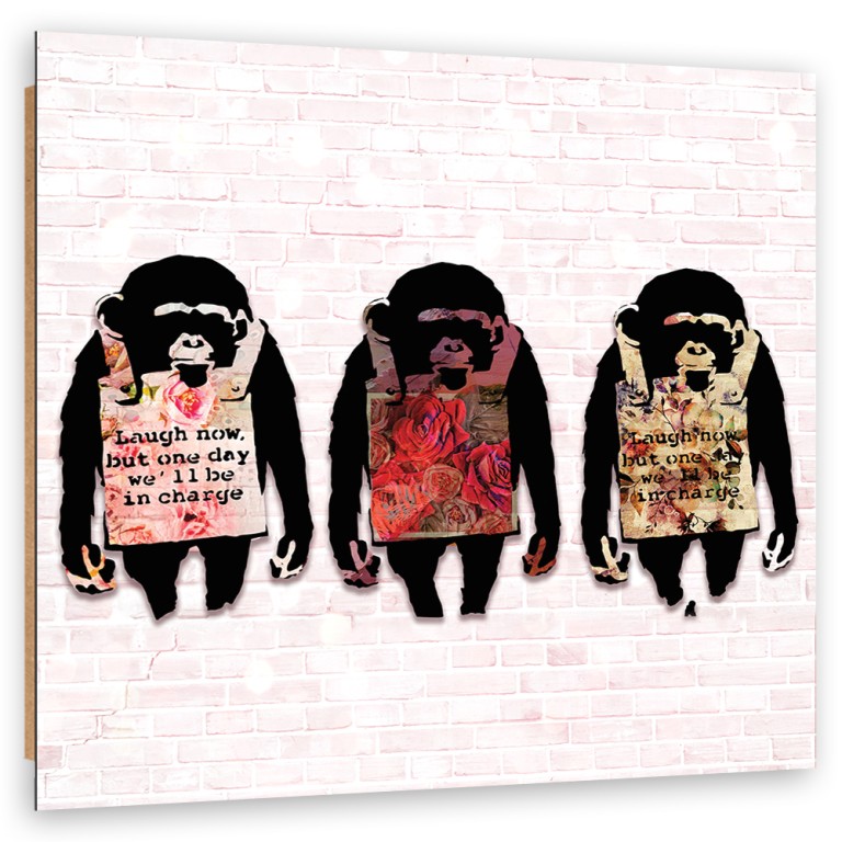 Deco panel print, Banksy Laugh now monkeys