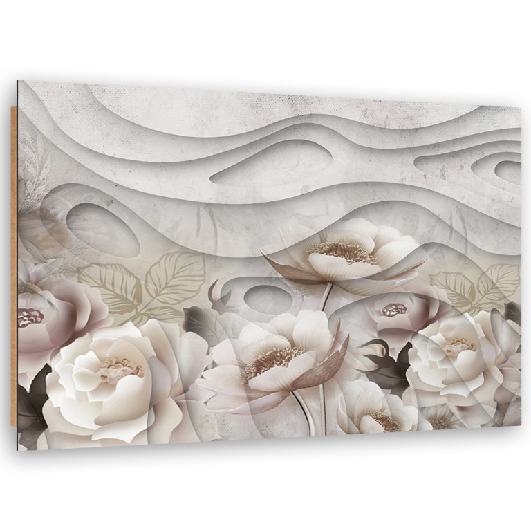 Deco panel print, Beige flowers in bloom