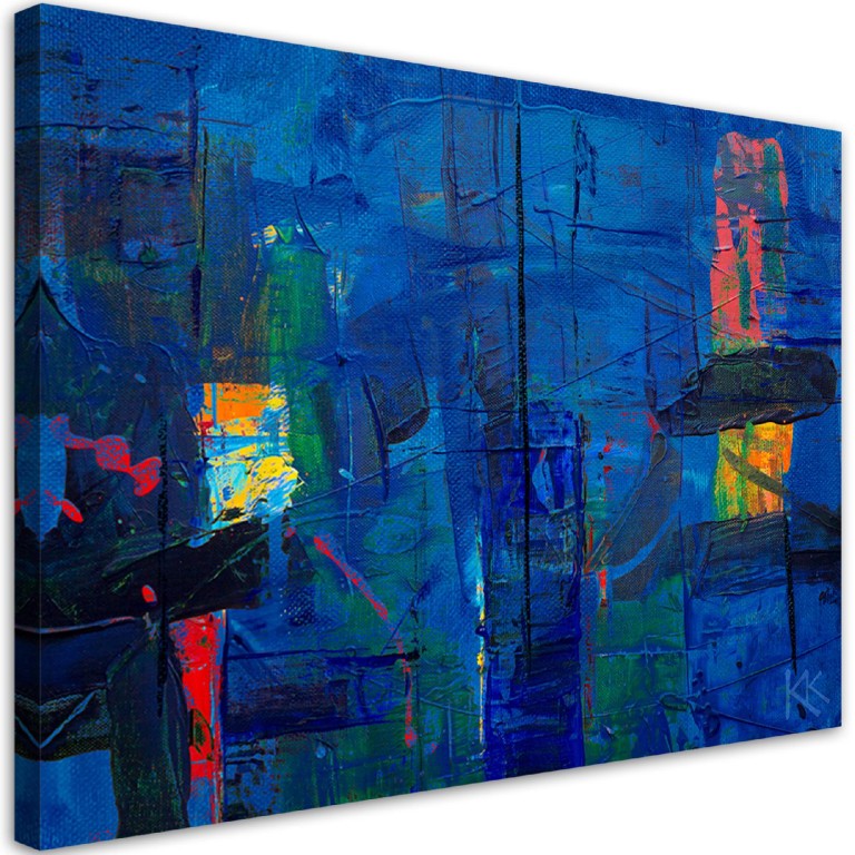 Canvas print, Blue abstract hand painted