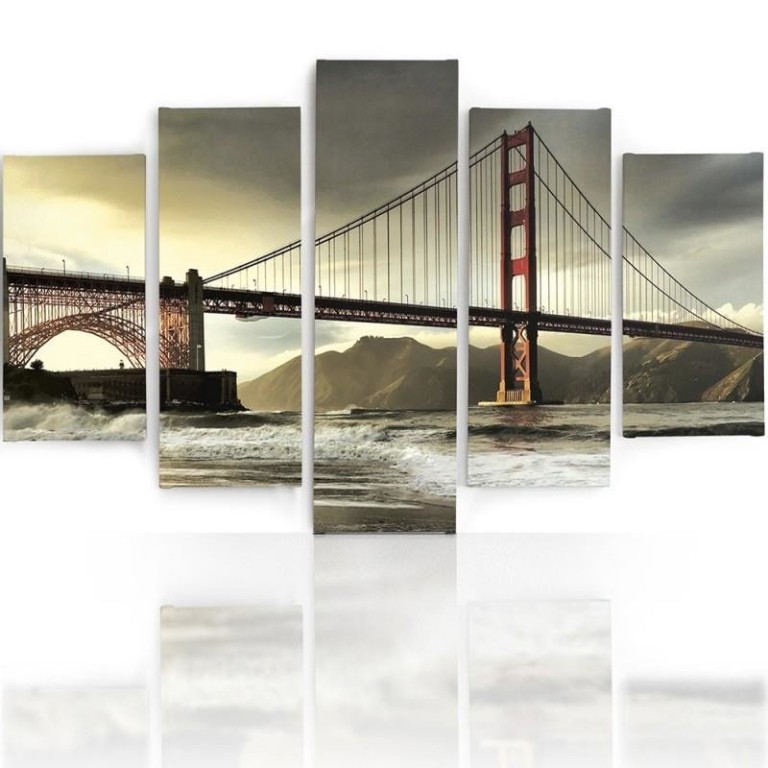 Five piece picture canvas print, Golden Gate Bridge