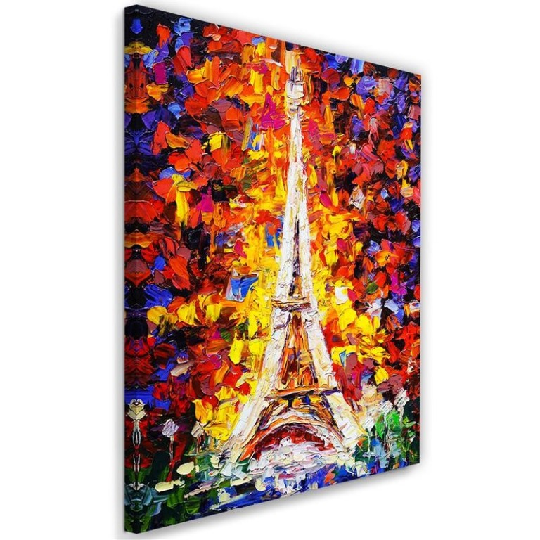 Canvas print, Colourful Paris Eiffel Tower Painting