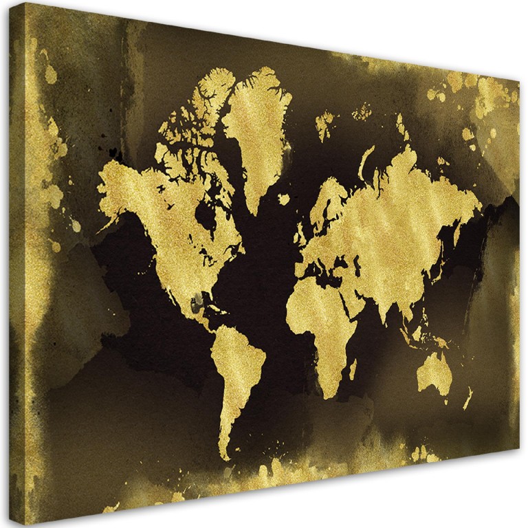 Canvas print, Golden continents vintage