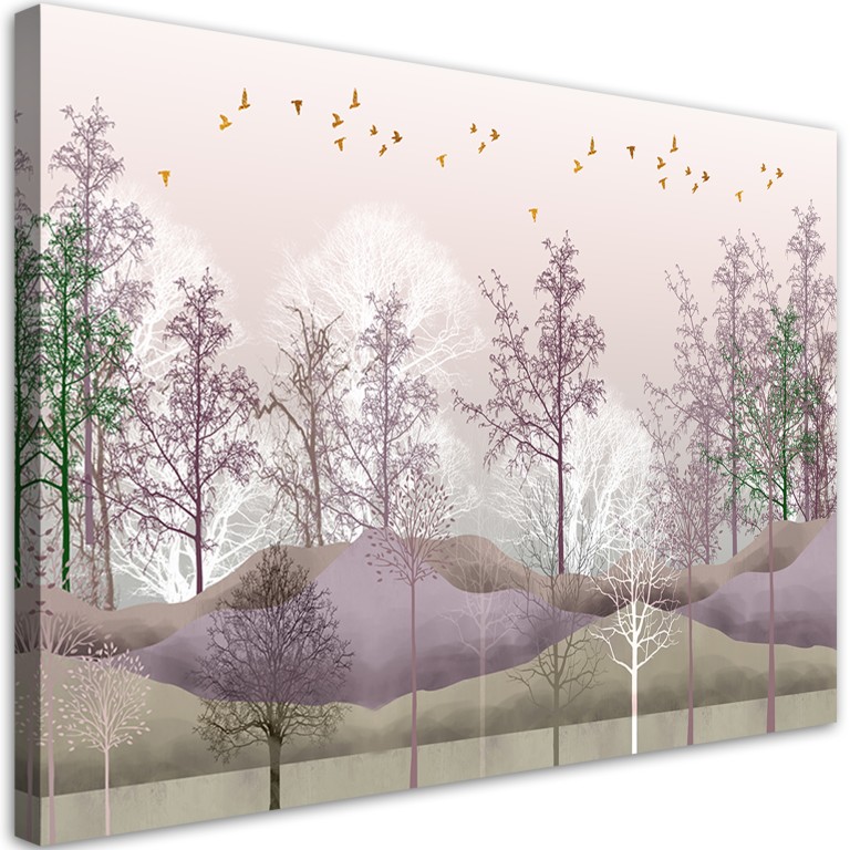 Canvas print, Birds over the forest