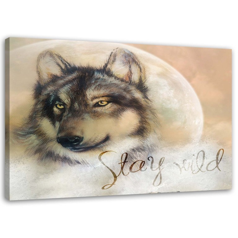 Canvas print, Wolf Animal Nature Beige