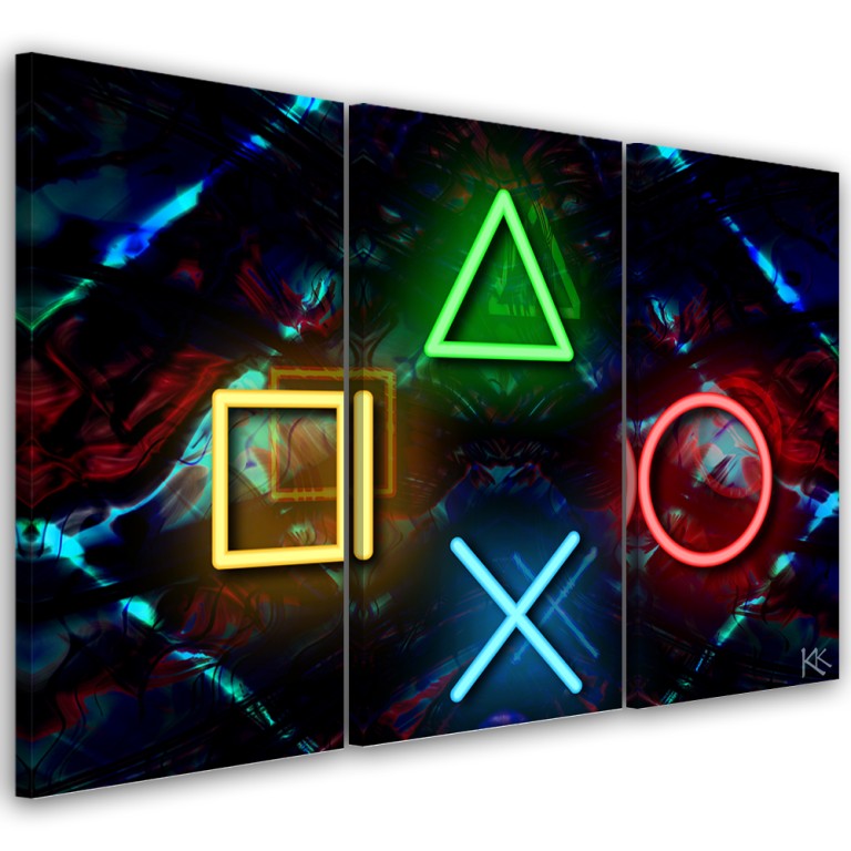 Three piece picture canvas print, Gaming Play