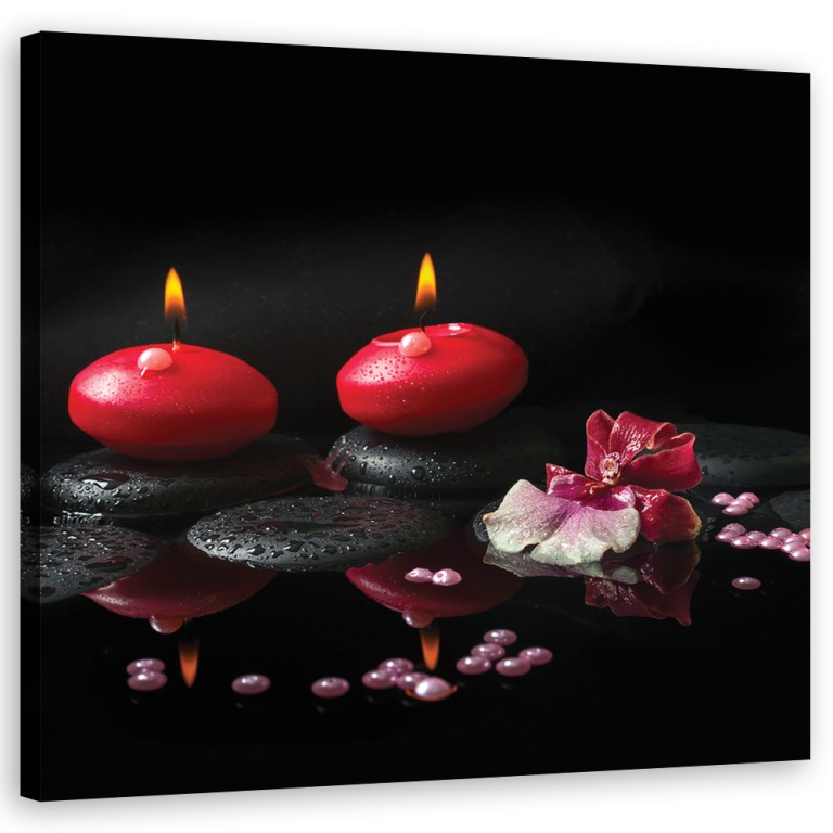 Canvas print, Red candles Zen stones
