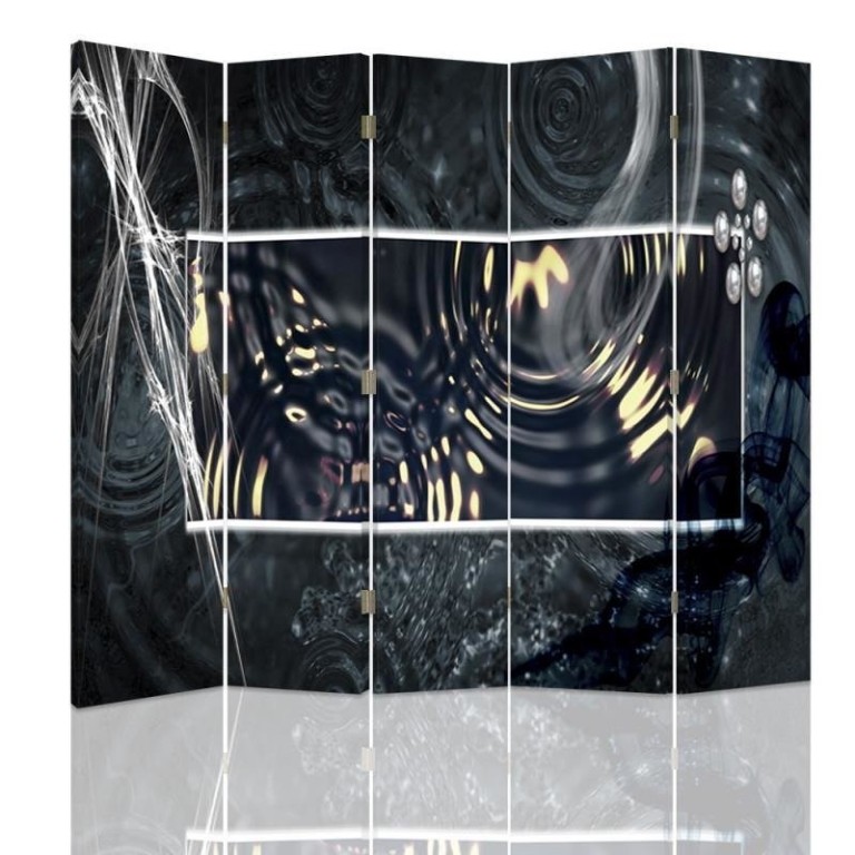 Room divider Double-sided, Abstract with water circles