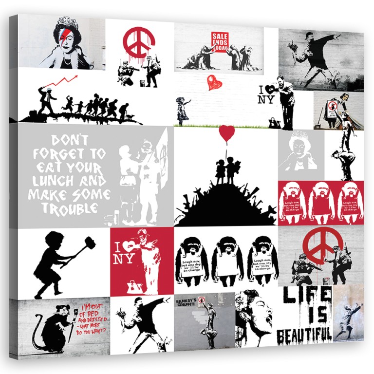 Canvas print, Banksy layout of graffiti artwork