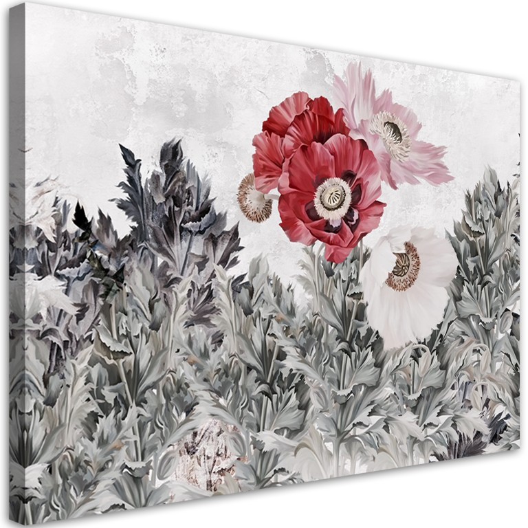 Canvas print, Painted red poppies in the garden