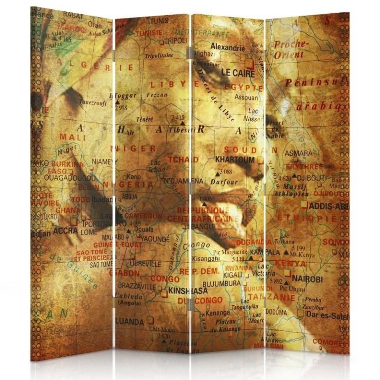 Room divider Double-sided, Map with portrait of woman