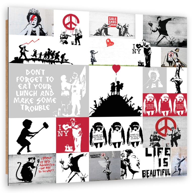 Deco panel print, Banksy layout of graffiti artwork