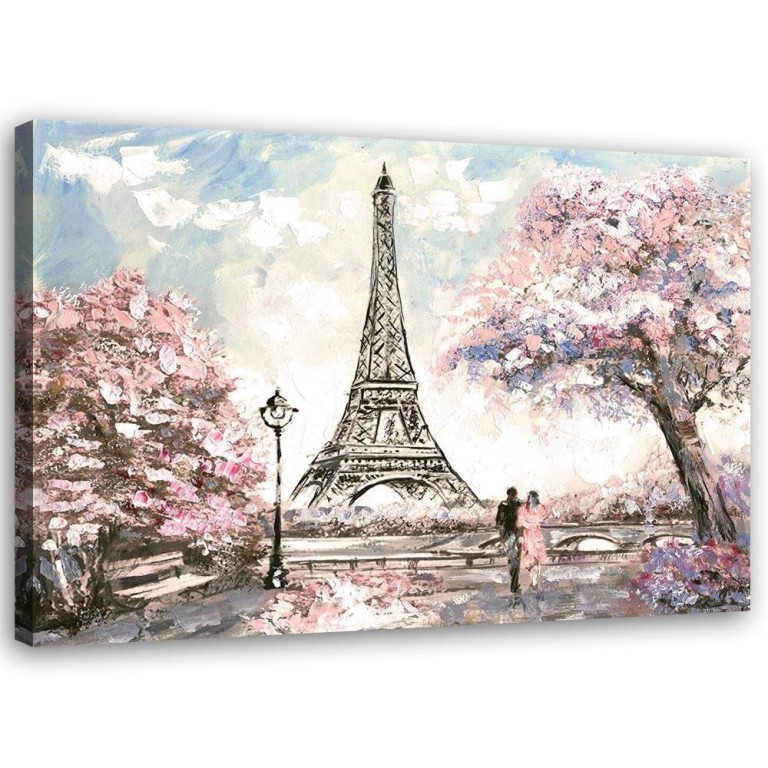 Canvas print, Pink Paris Eiffel Tower as painted
