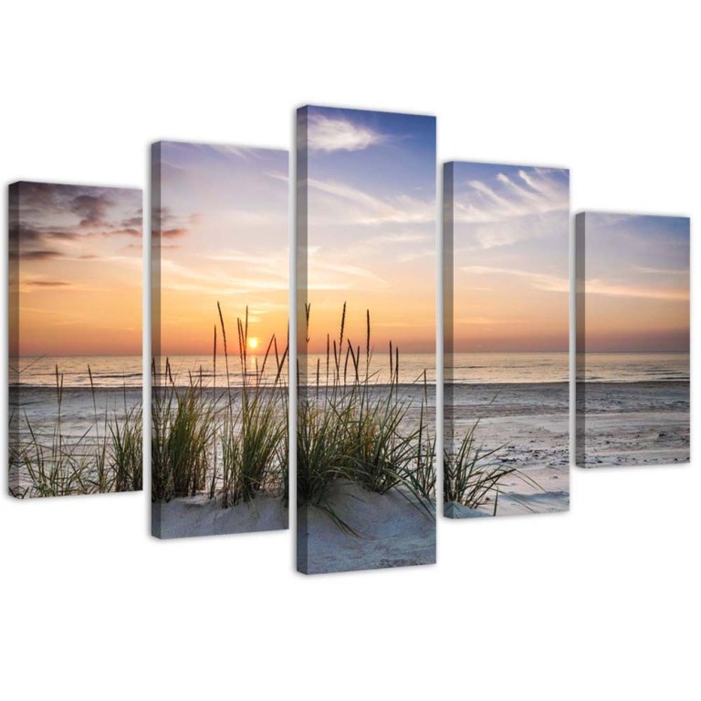 Five piece picture canvas print, Sea beach dunes