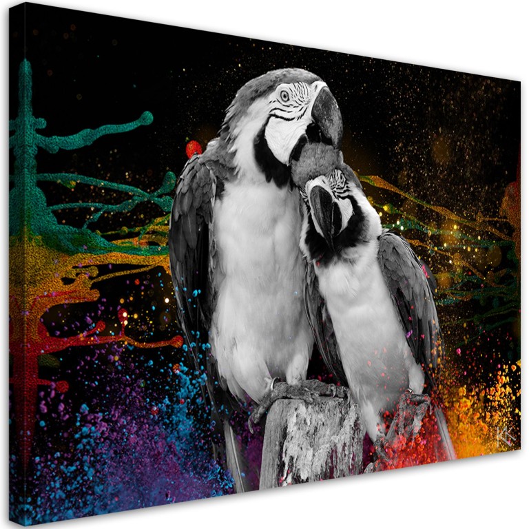 Canvas print, Colorful parrots abstract