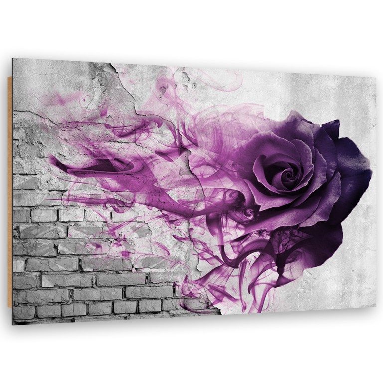 Deco panel print, Violet rose against background of bricks