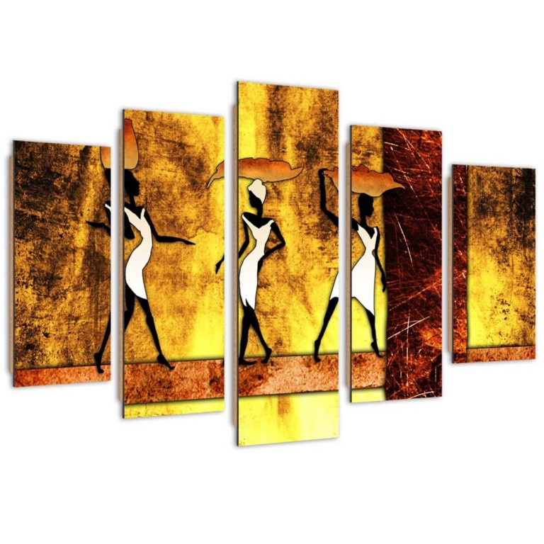 Five piece picture canvas print, Women Africa Abstraction