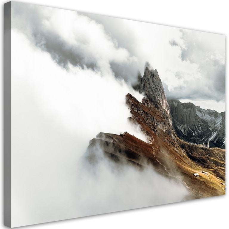 Canvas print, Mountain peak in the clouds