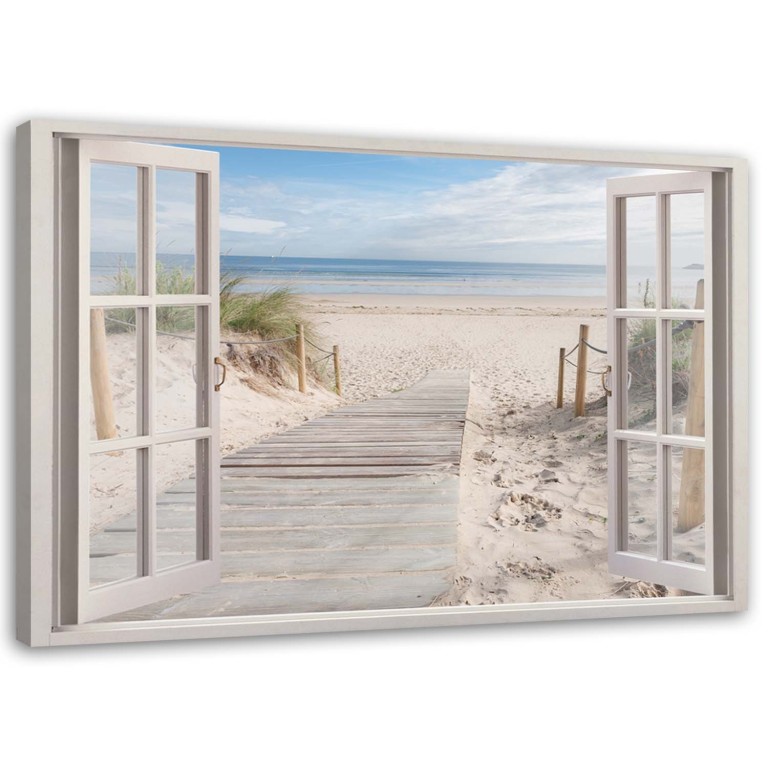 Canvas print, Window view beach sea